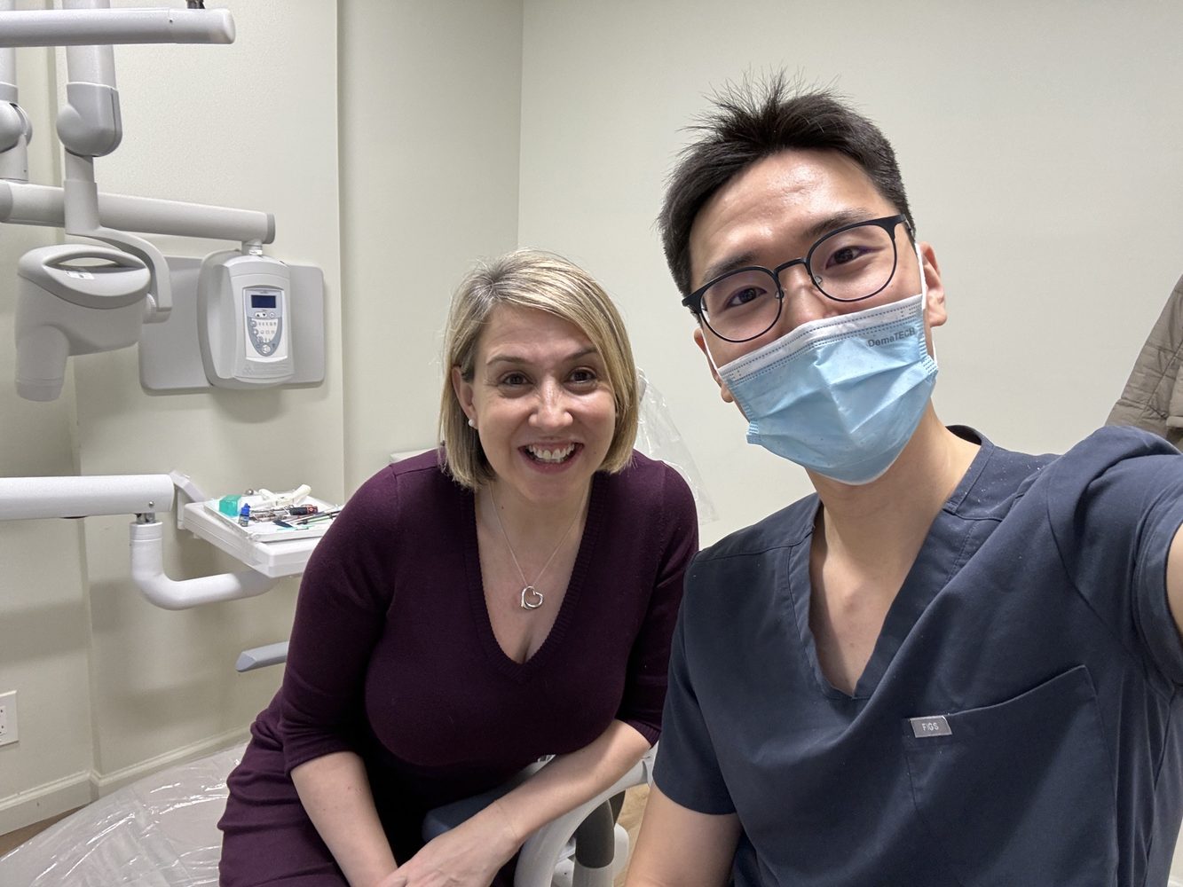 Dr. Shin with a smiling patient